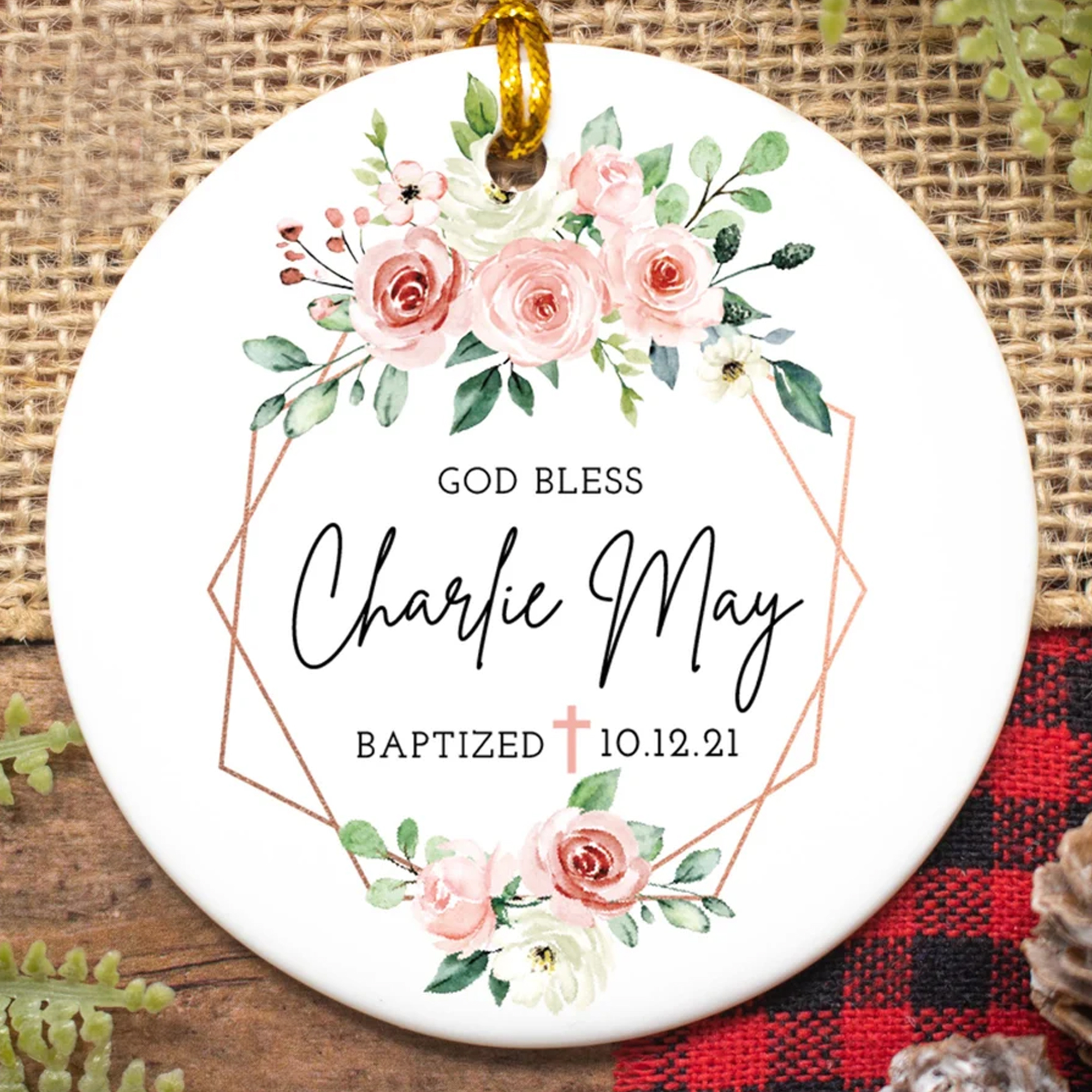 Personalized God Bless Baptism Christmas Ornament For Girl Baptized Ornament Keepsake For Girl Christening Gift For Girl From Godmother